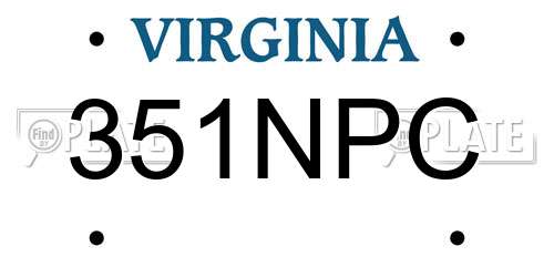351NPC Virginia License Plate