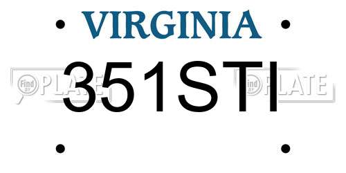 351STI Virginia License Plate