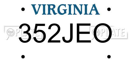 352JEO Virginia License Plate
