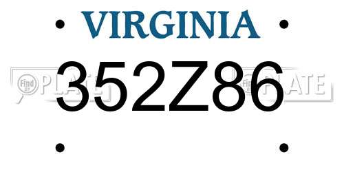 352Z86 Virginia License Plate