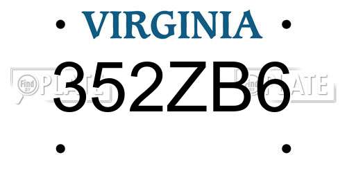 352ZB6 Virginia License Plate