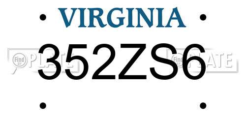352ZS6 Virginia License Plate