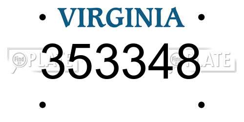 353348 Virginia License Plate