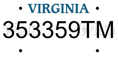 353359TM Virginia License Plate