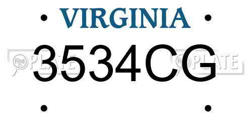 3534CG Virginia License Plate
