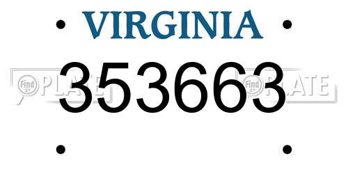 353663 Virginia License Plate