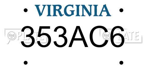 353AC6 Virginia License Plate