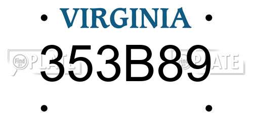 353B89 Virginia License Plate