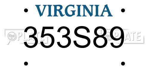 353S89 Virginia License Plate
