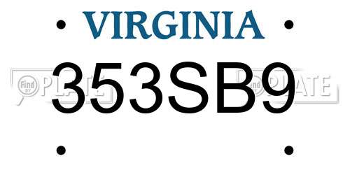 353SB9 Virginia License Plate