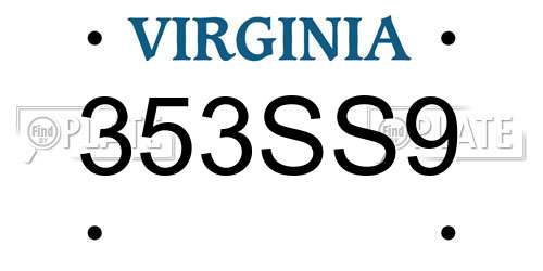 353SS9 Virginia License Plate