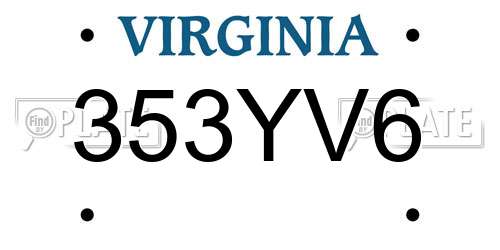 353YV6 Virginia License Plate