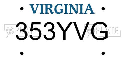 353YVG Virginia License Plate