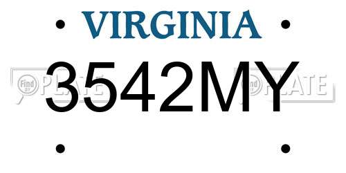 3542MY Virginia License Plate