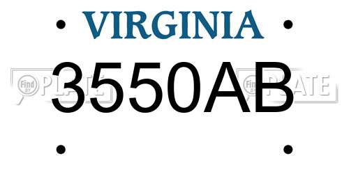 3550AB Virginia License Plate