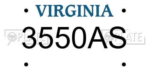 3550AS Virginia License Plate