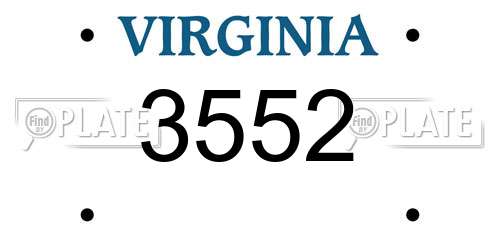 3552 Virginia License Plate
