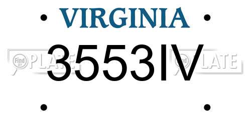 3553IV Virginia License Plate