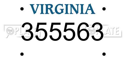 355563 Virginia License Plate
