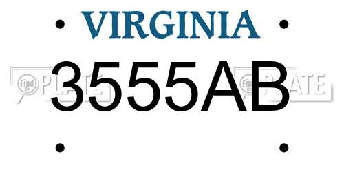 3555AB Virginia License Plate