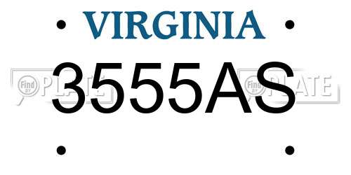 3555AS Virginia License Plate