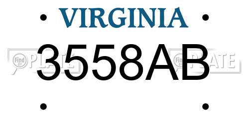 3558AB Virginia License Plate