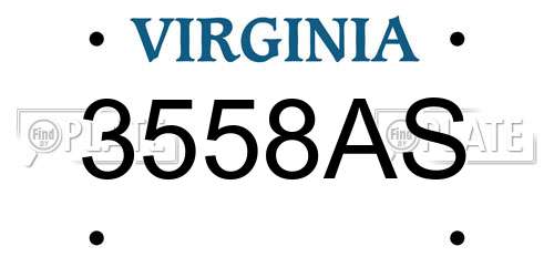 3558AS Virginia License Plate
