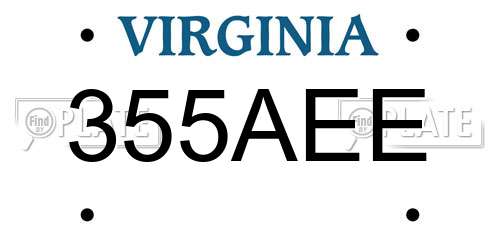 355AEE Virginia License Plate