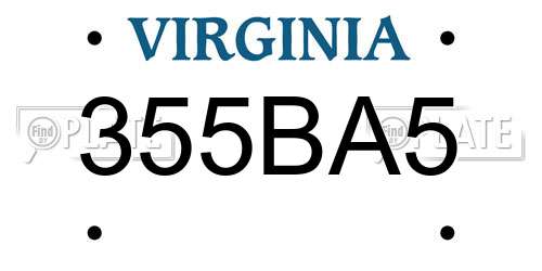 355BA5 Virginia License Plate