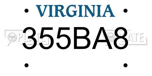 355BA8 Virginia License Plate