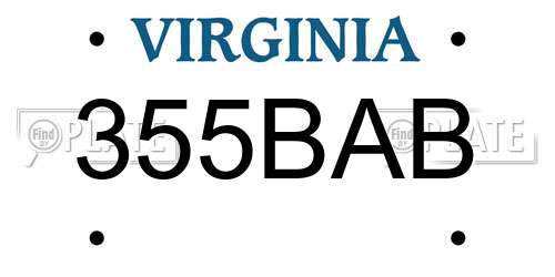 355BAB Virginia License Plate