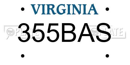 355BAS Virginia License Plate