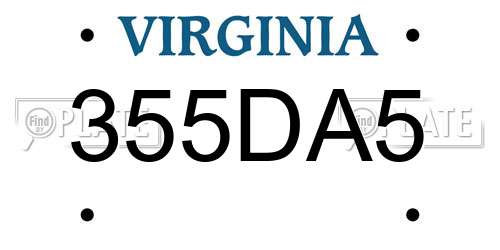 355DA5 Virginia License Plate