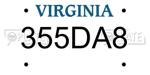 355DA8 Virginia License Plate