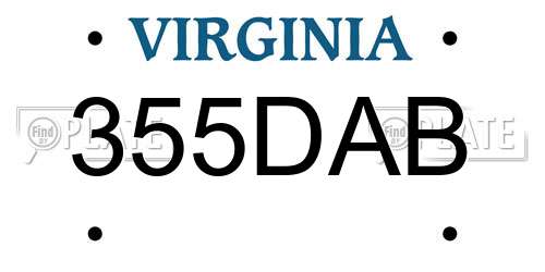 355DAB Virginia License Plate