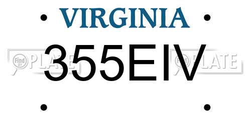 355EIV Virginia License Plate