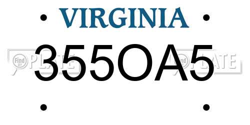 355OA5 Virginia License Plate