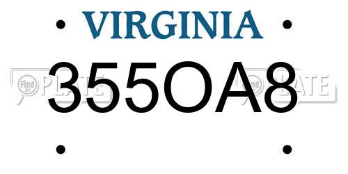 355OA8 Virginia License Plate
