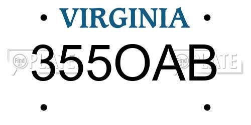 355OAB Virginia License Plate