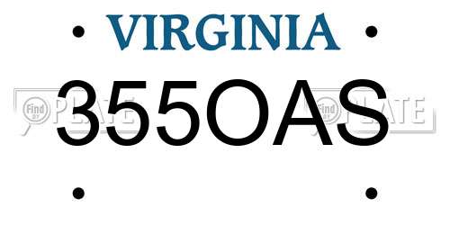 355OAS Virginia License Plate