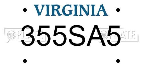 355SA5 Virginia License Plate