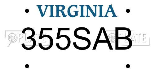 355SAB Virginia License Plate