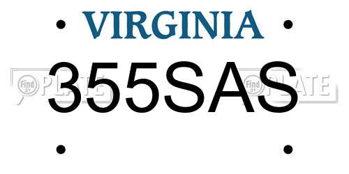 355SAS Virginia License Plate