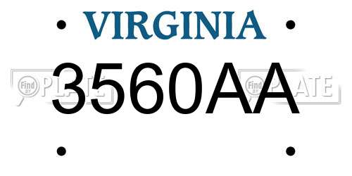 3560AA Virginia License Plate