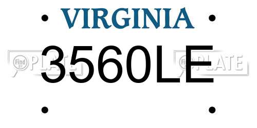 3560LE Virginia License Plate