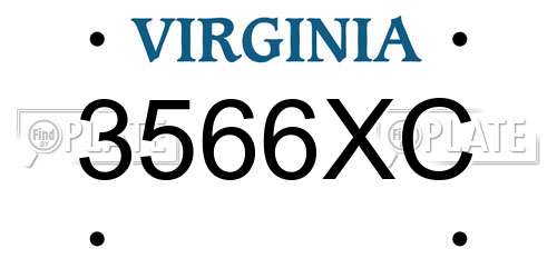 3566XC Virginia License Plate