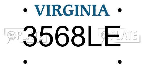 3568LE Virginia License Plate