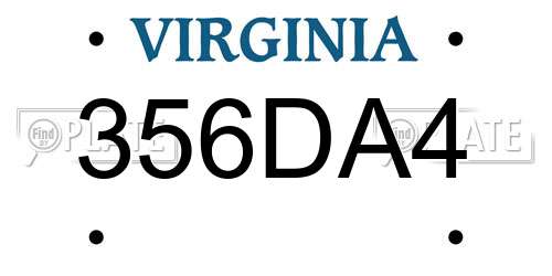 356DA4 Virginia License Plate