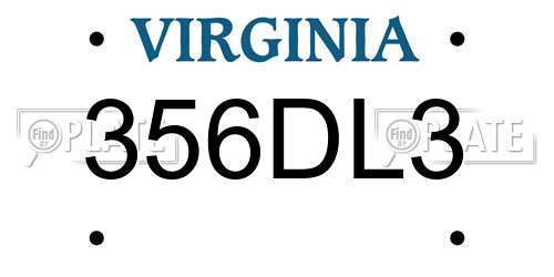 356DL3 Virginia License Plate