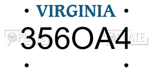 356OA4 Virginia License Plate